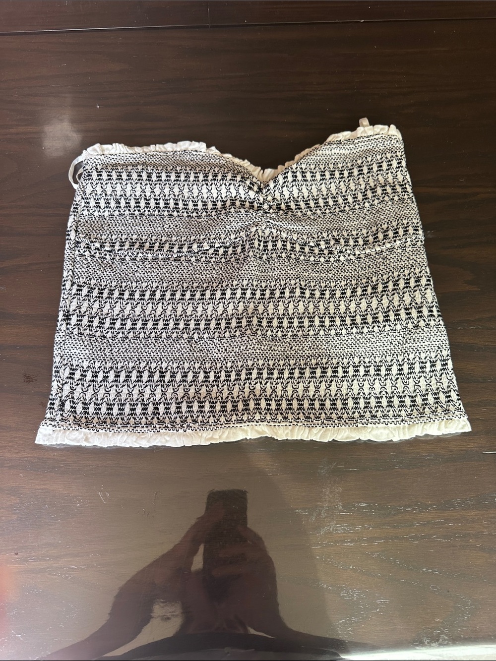 Anthropologie Black and White Smocked Tube Top